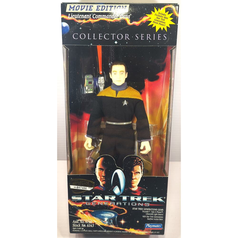 Playmates Star Trek Collector Series Movie Edition LT. COMMANDER DATA, New!